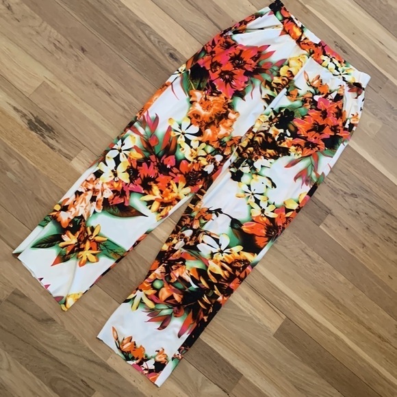 Kate & Mallory Pants - Kate & Mallory Tropical Floral Pattern Pull-On Elastic Waistband Pants Women’s S